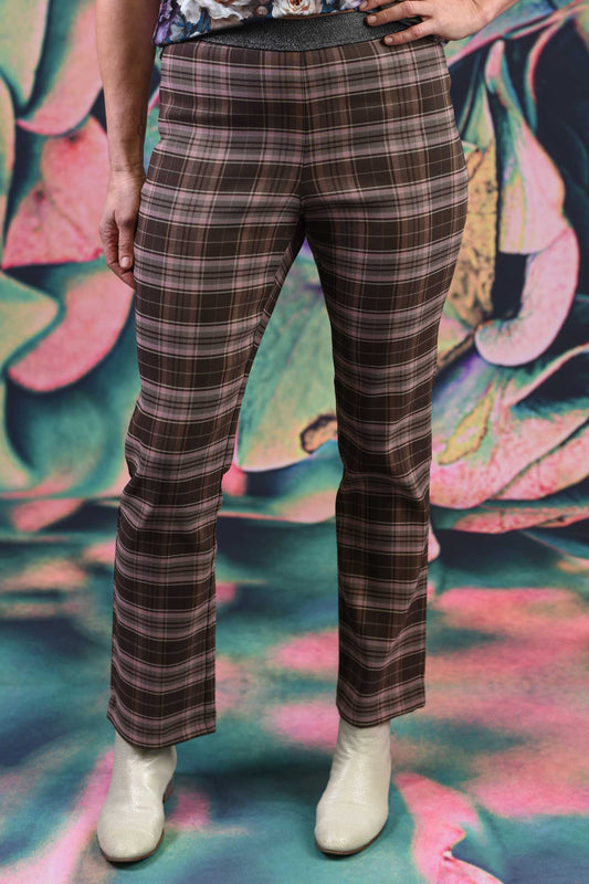 Vita Straight Leg Pants - Brown Plaid