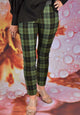Vita Olive Narrow Leg Pants - Green Plaid