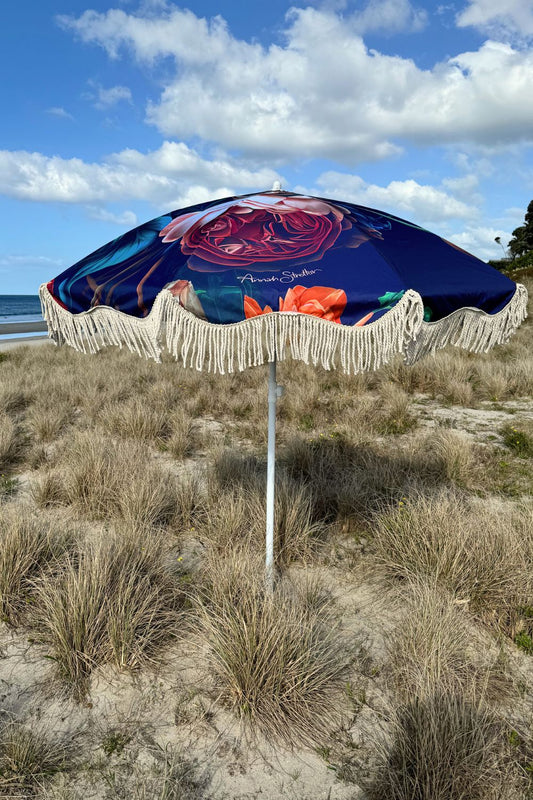 annah stretton wild flowers floral beach umbrella