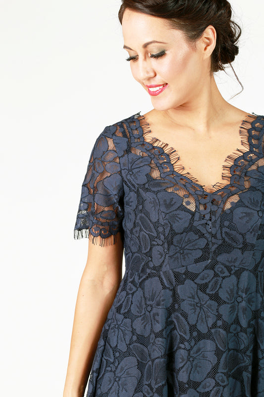 V-neck formal lace dress NZ