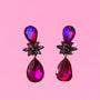 Bejewelled Drop Earrings - Pink