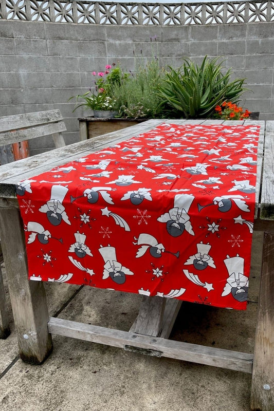 Annah Stretton Angel Print Christmas Table Runner red