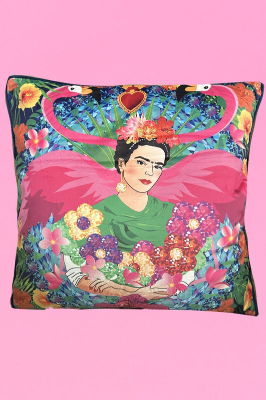 The Annah Stretton Rita Flamingo Velvet Cushion