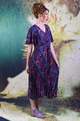 Side of model wearing the Annah Stretton Talor Dress in mad rose
