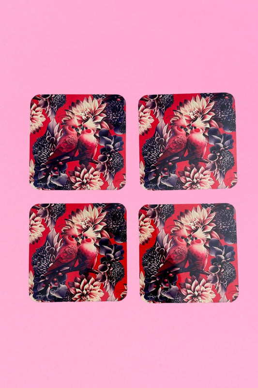 Annah Stretton Love Birds coaster set