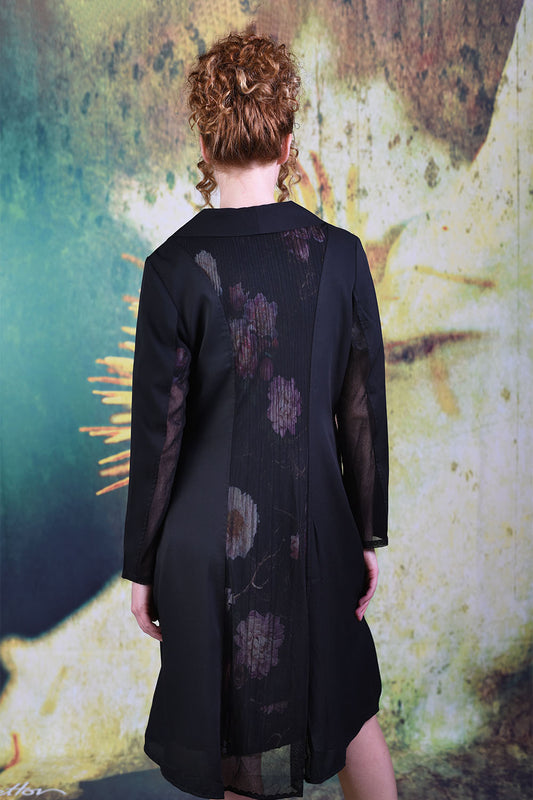 Back of model wearing the Annah Stretton Brisa Bailey jacket in black