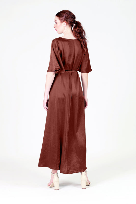 jade bridesmaid maxi wrap dress in gold