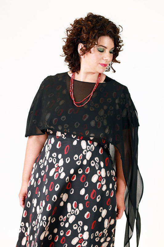 jana jem cape in black, thin layering piece