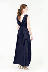 kyra bella bridesmaid dress in navy with cowl neck or high neck reversable