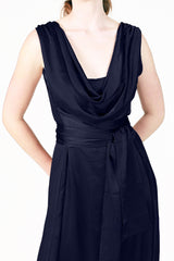 kyra bella bridesmaid dress in navy with cowl neck or high neck reversable