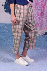 model wearing luka lilly pink plaid pants
