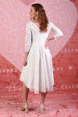 model wearing summer wedding ivory dress
