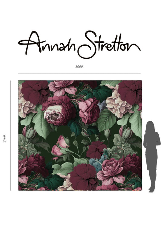 Olive J'adore Roses Floral Mural Wallpaper - 2.7m x 3m