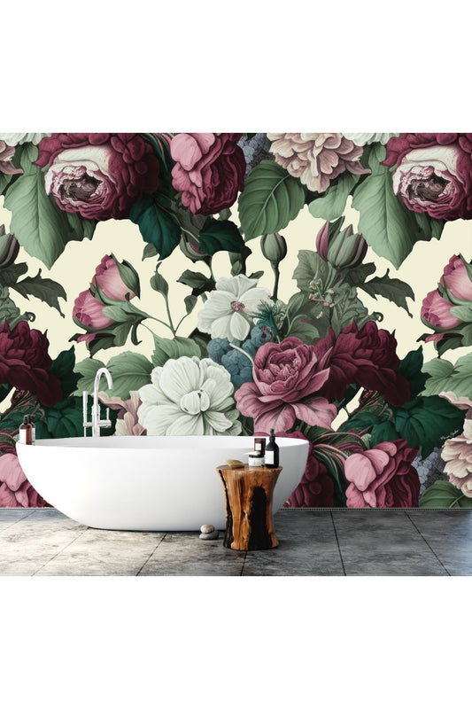 Cream J'adore Roses Floral Mural Wallpaper - 2.7m x 3m