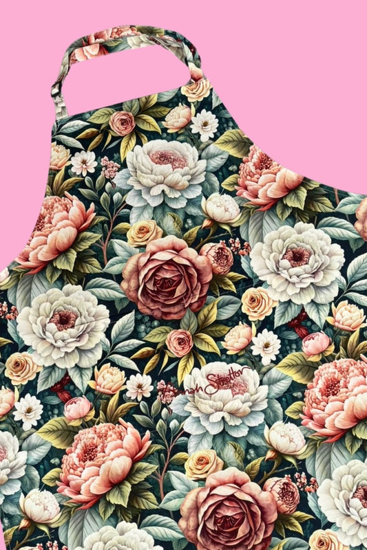 Spring Serenade cooking apron with pockets NZ designer