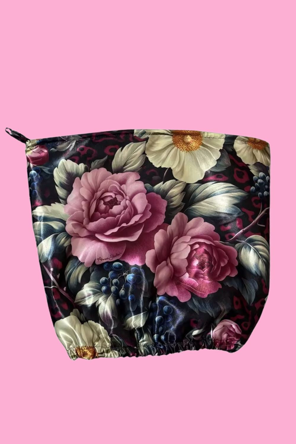 AS Roll Top Shower Cap in Jungle Mulberry print by Annah Stretton