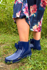 Navy ankle rain boots women