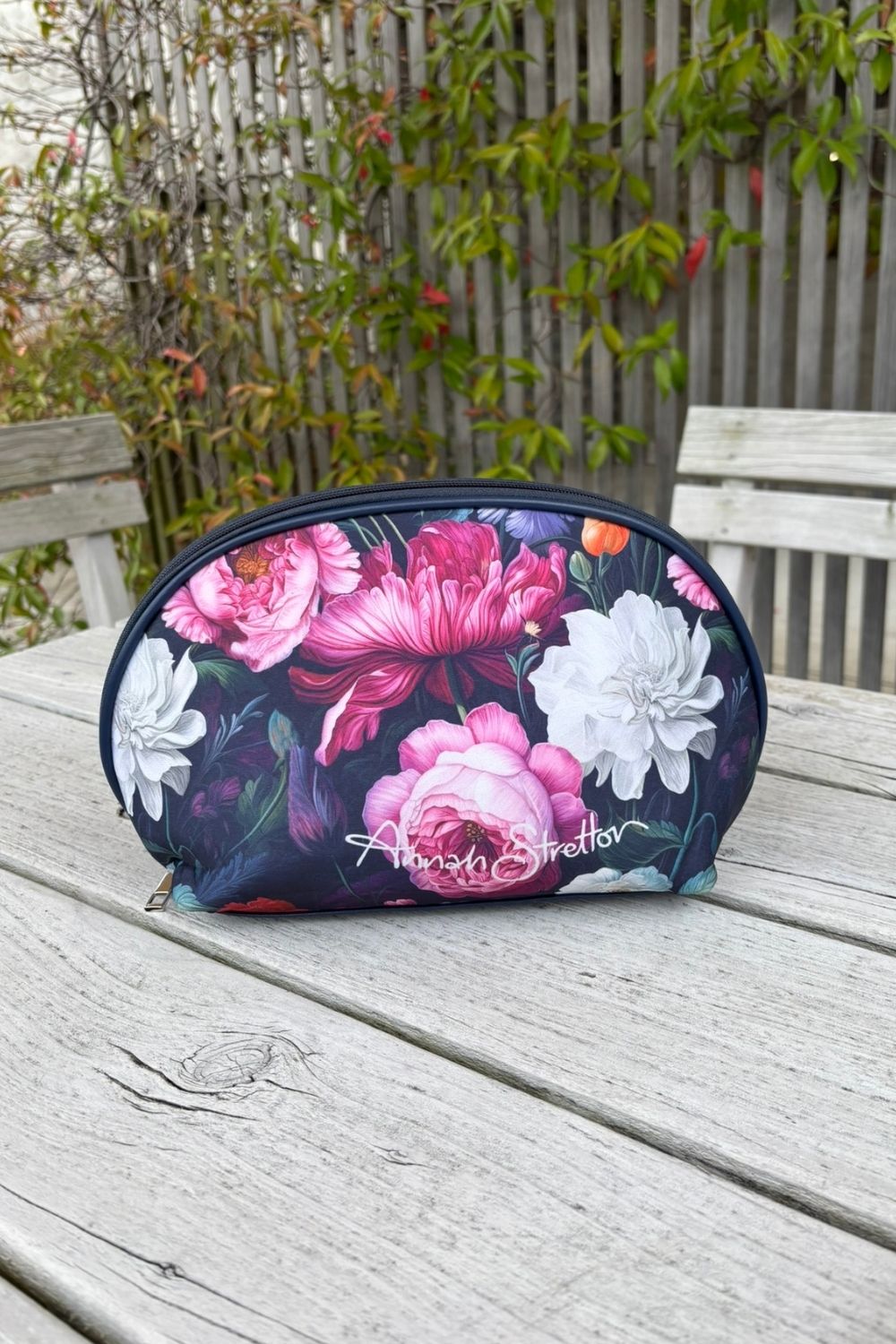 Large floral cosmetic bag Midnight Waltz