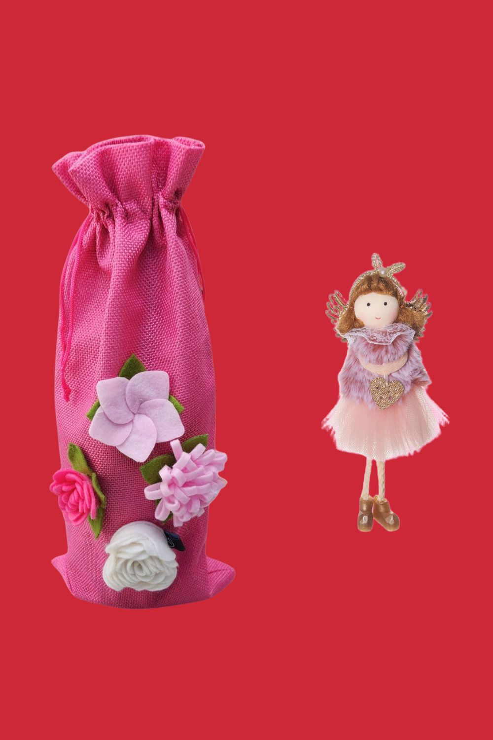 Annah Stretton Pink Wine Gift Bag and Fiona Angel set