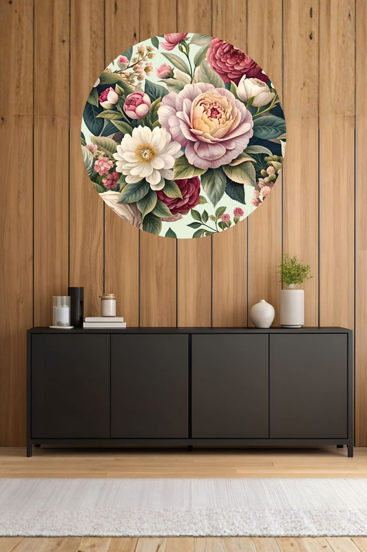 Colourful floral circle wall mural