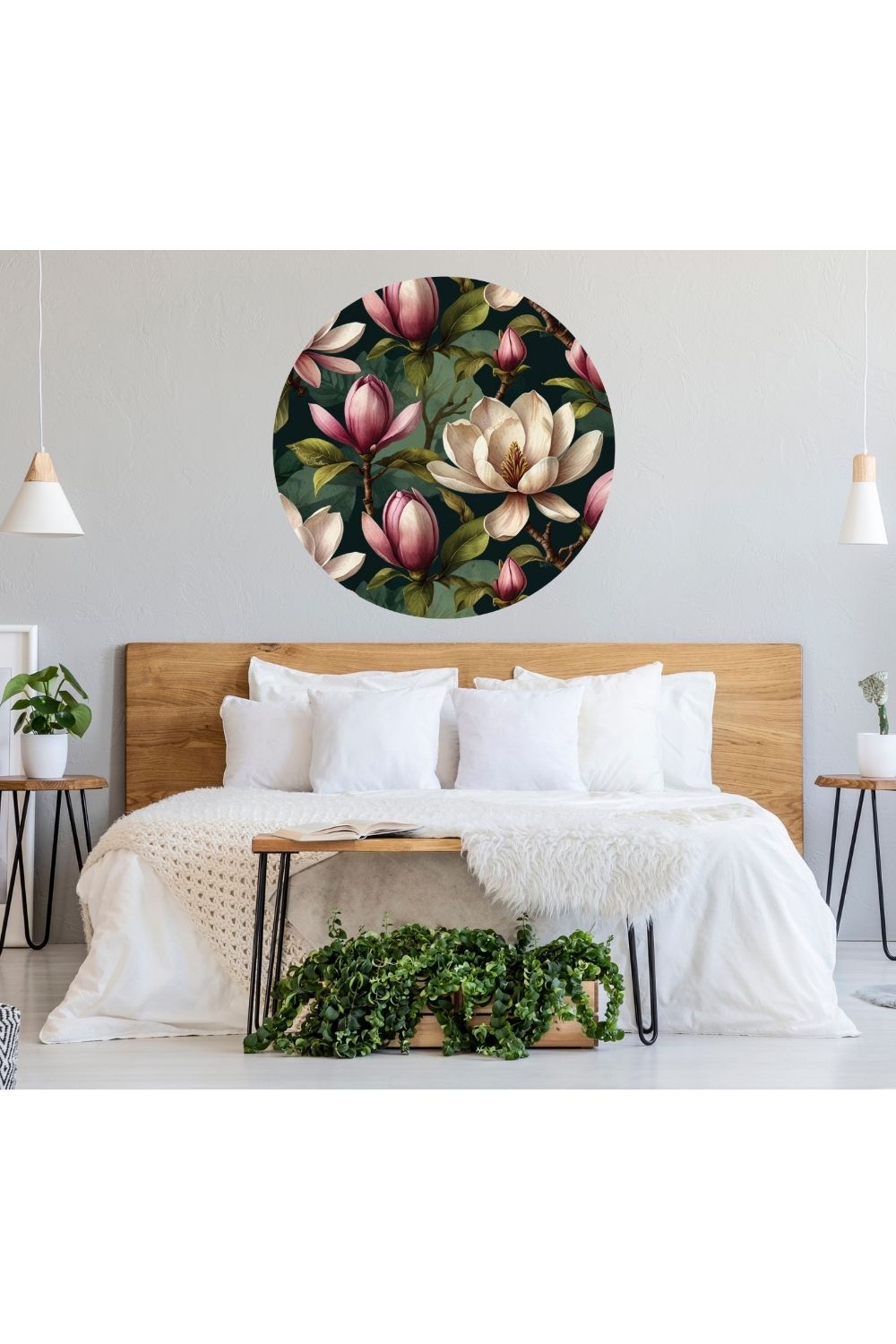 Circle Mural - Midnight Magnolia