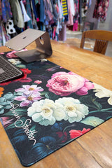 Floral desk mat protecting desk surface – Midnight Floral Waltz