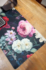 Close-up Midnight Floral Waltz print desk mat – floral design