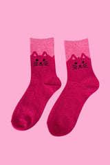 Cosy Blend Cat Socks - Includes Wool - Candy - Multi Pack Of 3