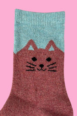 Cosy Blend Cat Socks - Includes Wool - Candy - Multi Pack Of 3