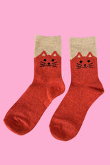 Cosy Blend Cat Socks - Includes Wool - Candy - Multi Pack Of 3
