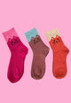 Cosy Blend Cat Socks - Includes Wool - Candy - Multi Pack Of 3