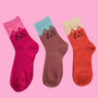 Cosy Blend Cat Socks - Includes Wool - Candy - Multi Pack Of 3