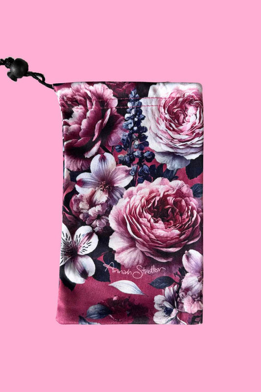 Drawstring Glasses Case - Cherry Romance
