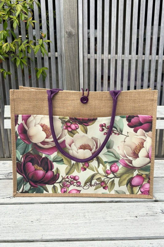Jute Bag - Crimson Whisper