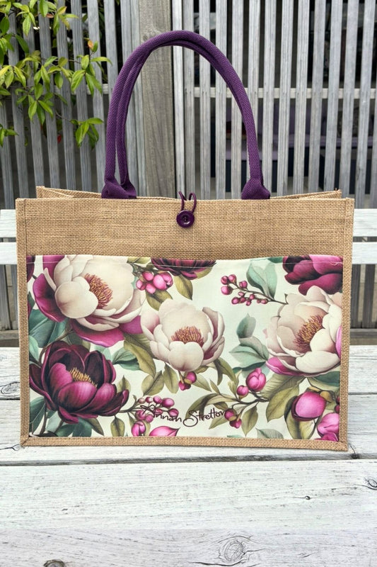 Jute Bag - Crimson Whisper