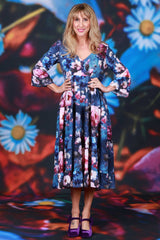 Floral Magic Dress V neck frill sleeve
