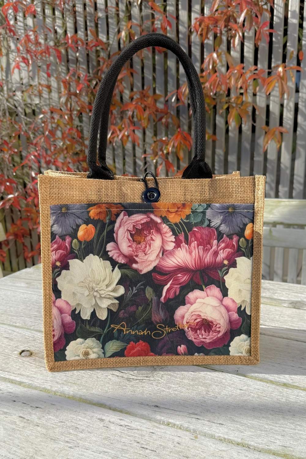 Midnight Waltz  Mini Jute Bag