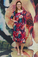 Nancy Pleated Dress - Blooming Love  - SALE