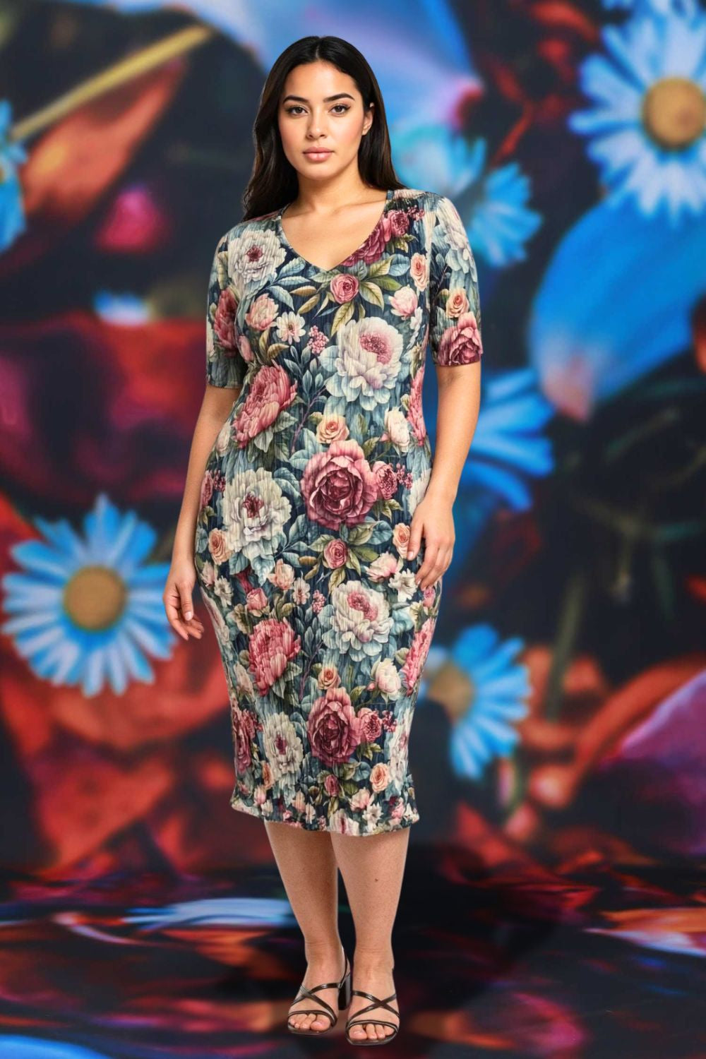 Spring Serenade floral pleated dress women