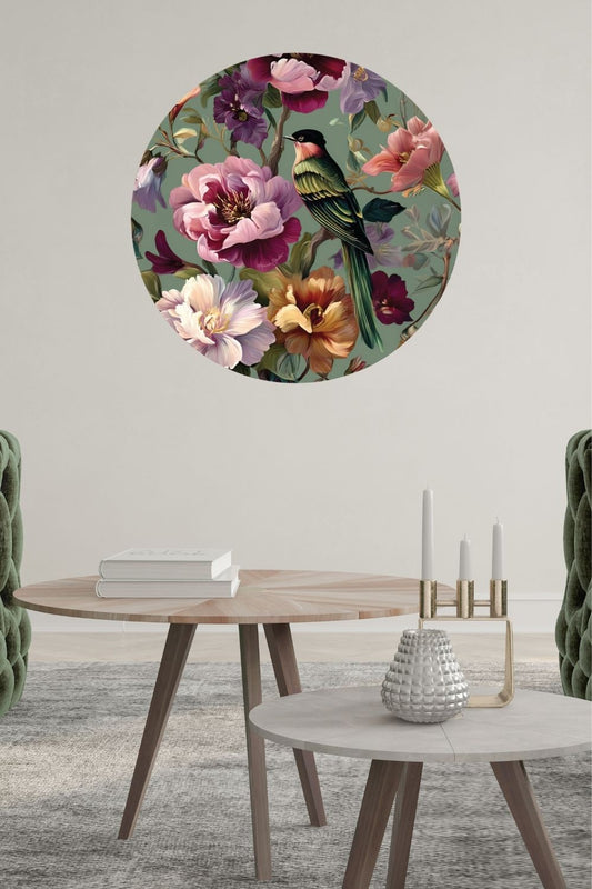 Circle Mural - Peony Aviary