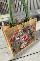 Peony Aviary  Mini Jute Bag