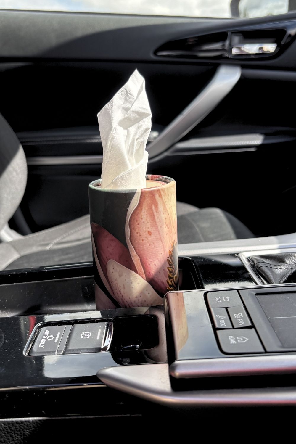 Magnolias Mist floral refillable tissue holder Annah Stretton