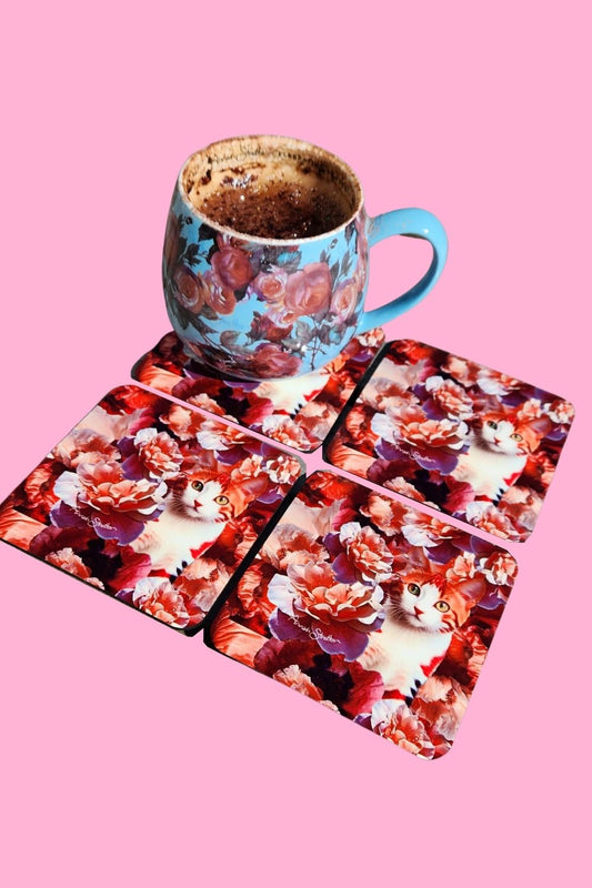 AS Square Coaster - Set of 4 - Ginger Cat