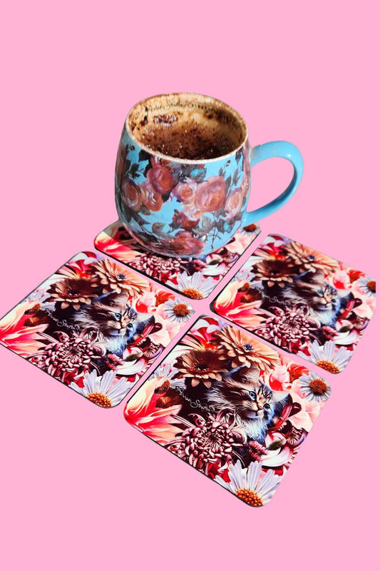 AS Square Coaster - Set of 4 - Kitten Love