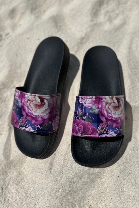 Peony Floral Slide - Navy