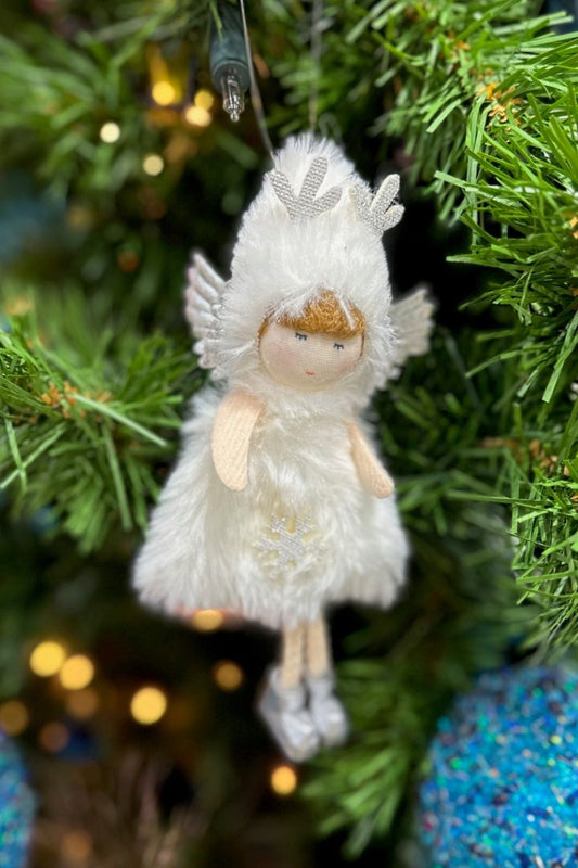 Xmas angel hanging décor with silver boots