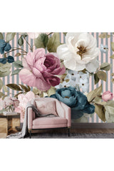 Vine Party Stripe Mural Wallpaper - 2.7m x 3m