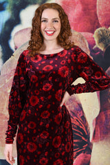 Amber Velvet Dress - Red Floral Spot | SALE