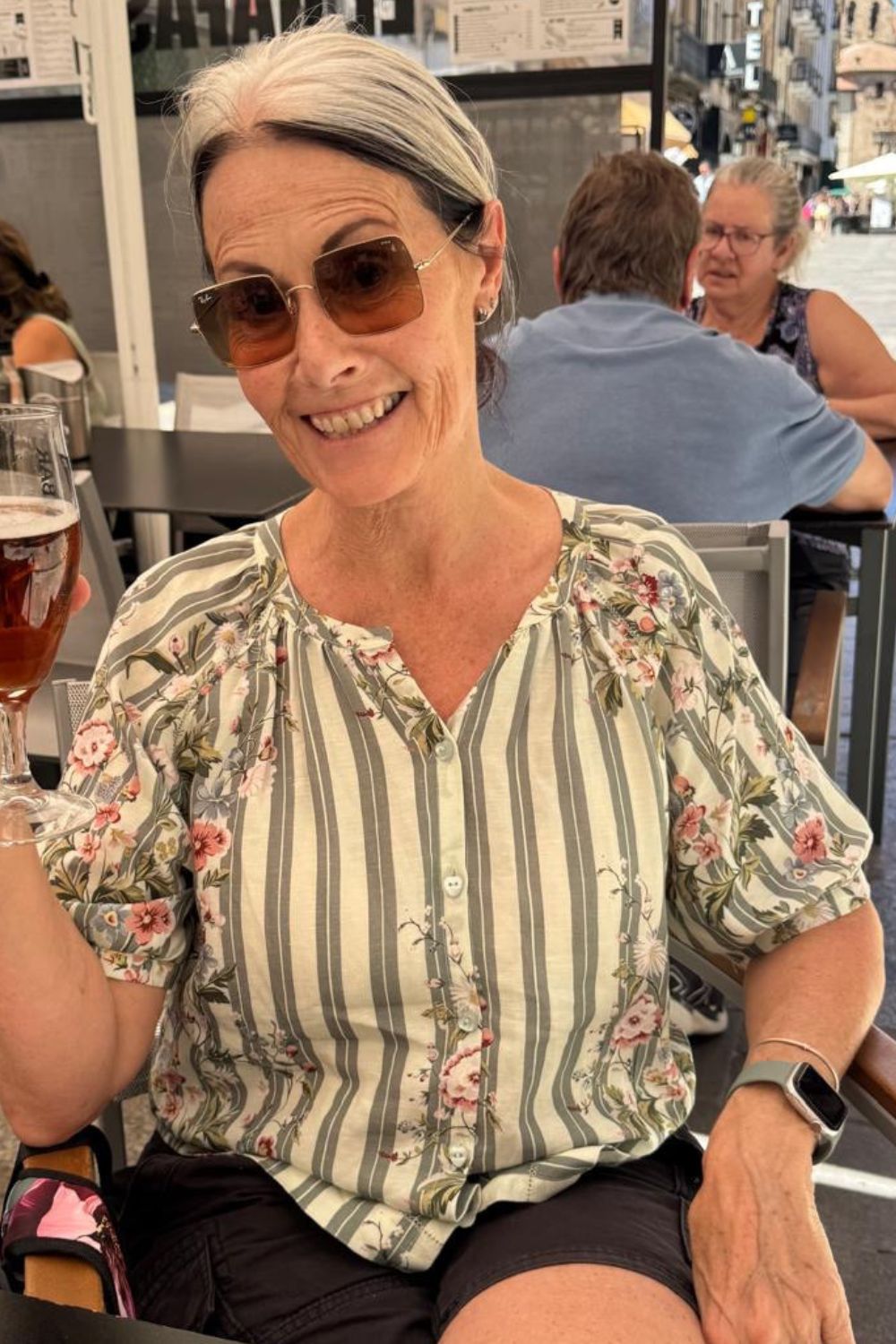 Amelie Bambi Top Meadow Stripes floral blouse by Annah Stretton