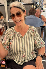 Amelie Bambi Top Meadow Stripes floral blouse by Annah Stretton